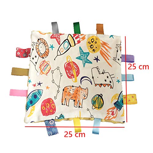FOMUNI Tags Blanket,Tag Comforter Security Blankets with Colorful Tags, Infants Toddlers Plush Tag Blanket Newborn Baby Gift,Yellow Comforter Blanket - Image 5