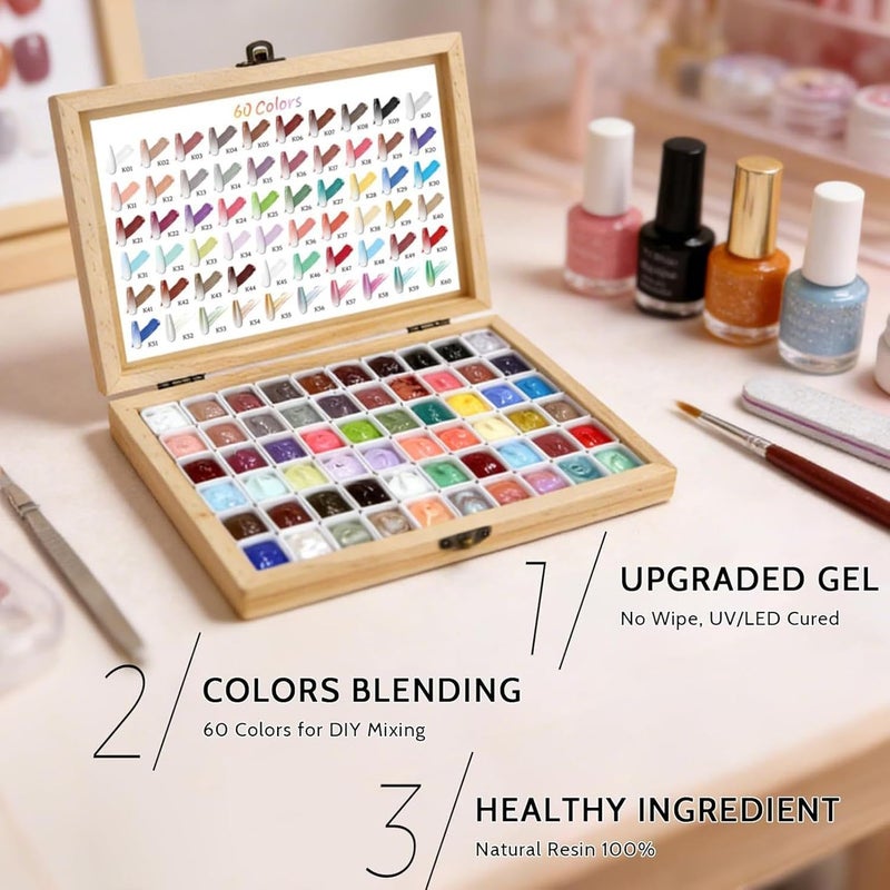 Pat Gels for Nails | 60-Color Professional Long Lasting,Women Gradient Nail Patting Gel Palette | for Home Salon Party Wedding Holiday Beginners Girls Women - Image 5