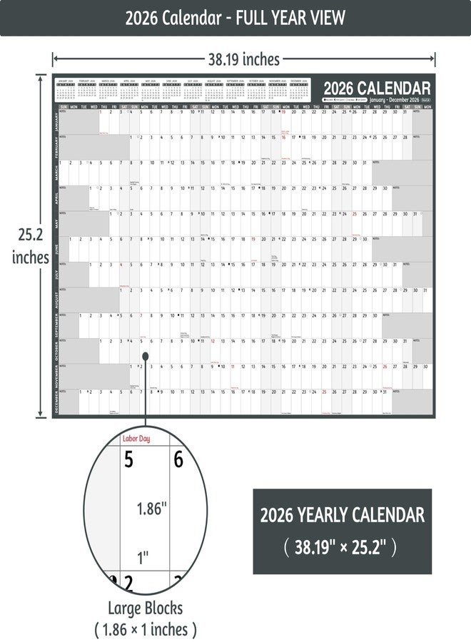 تقويم حائط سنوي لعام 2026، رمادي - Image 4