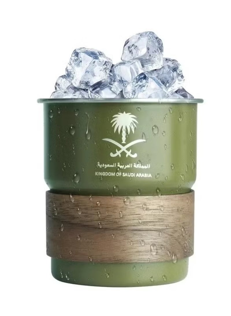 مونستون كرييشونز كوب مشروبات بارد من الستانلس ستيل 304، تصميم أنيق، كوب قهوة محمول للمشروبات الساخنة والباردة، مزود بشفاط وغطاء مقاوم للحرارة للاستخدام في المنزل والتخييم الخارجي (أخضر عسكري، 300 مل) - Image 1