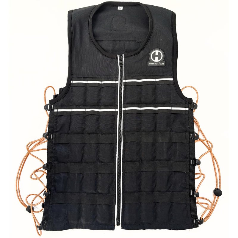 HYPERWEAR Hyper Vest ELITE Weighted Vest Large 10 lbs Adjustable Stretch CORDURA Fabric Zipper Thin Steel Weights for Running Strength Endurance Walking
