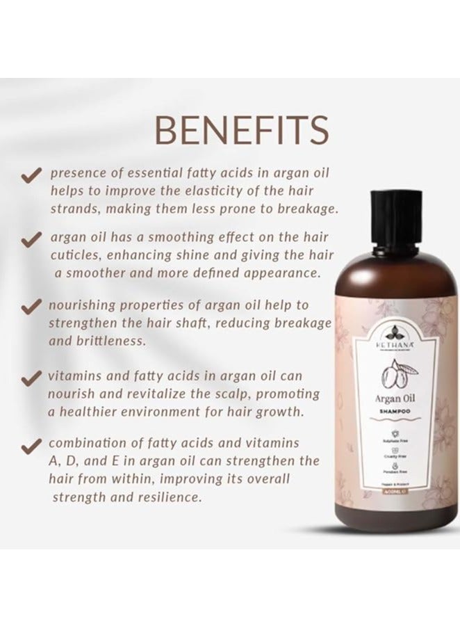 Kethana "Kethana Argan Oil Shampoo|Shine and Protection| sulphate and paraben free  |Antioxidants| Vitamin A,D & E| Net Volume 400 ml| All Hair Types  SKU : " - Image 2