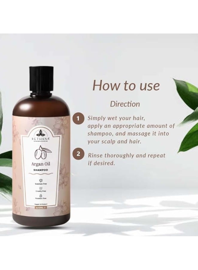 Kethana "Kethana Argan Oil Shampoo|Shine and Protection| sulphate and paraben free  |Antioxidants| Vitamin A,D & E| Net Volume 400 ml| All Hair Types  SKU : " - Image 3
