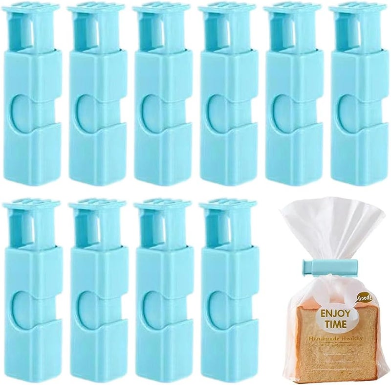 ALMEKAQUZ Food Fresh-Keeping Sealer, 2024 Upgrade Press Snack Bag Seal Bag Sealing Clips Closures Spring Sealing Clip, Reusable Food Seal Storage Clips Snack Sealing Clip for Bread Food (Blue, 10pcs) - Image 1