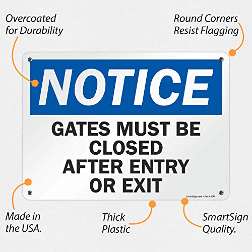 SmartSign "Notice - Gates Must Be Closed After Entry Or Exit" Label | 10" x 14" Laminated Vinyl - Image 2