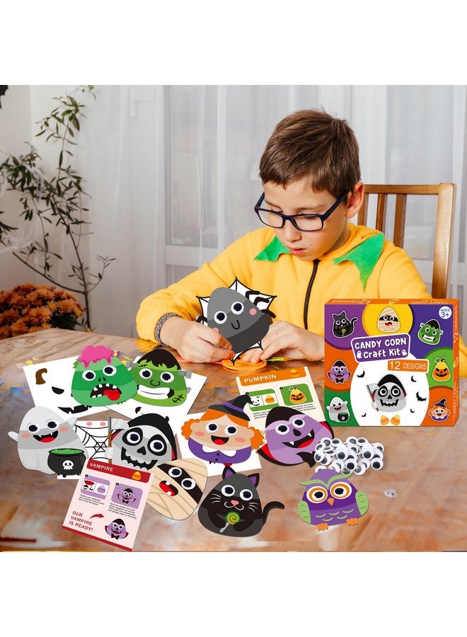 WATINC Halloween Candy Corn Art Craft - Halloween Pumpkin Witches Zombie DIY Craft Kit, Bats Spiders Themed Candycorn Arts Supplies Preschool Classroom Activity Party Favors for Kids Toddlers (24pcs) - Image 5