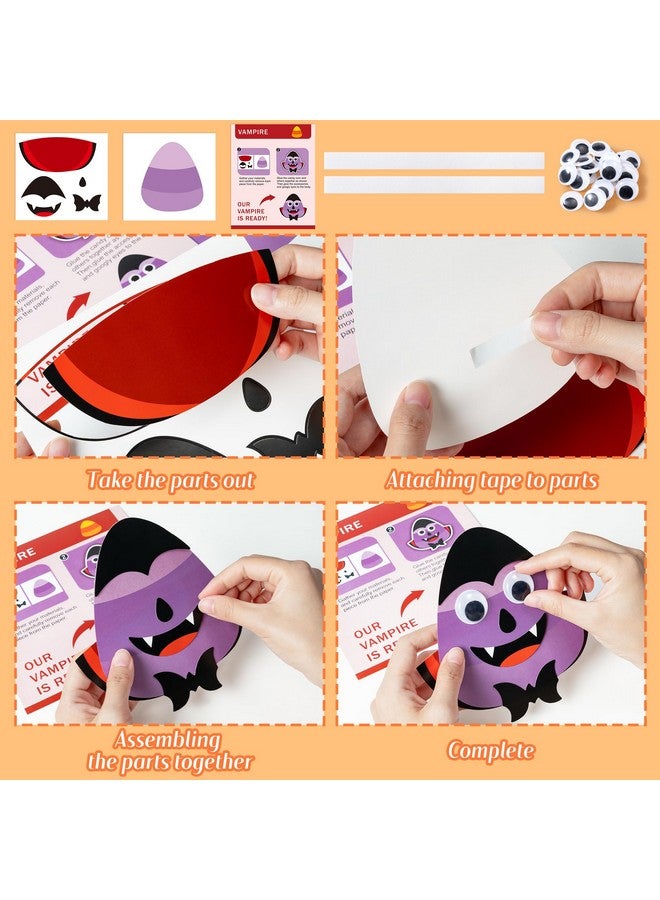 WATINC Halloween Candy Corn Art Craft - Halloween Pumpkin Witches Zombie DIY Craft Kit, Bats Spiders Themed Candycorn Arts Supplies Preschool Classroom Activity Party Favors for Kids Toddlers (24pcs) - Image 4