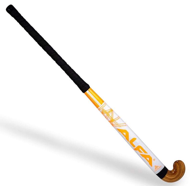 ALFA Magnum Wooden Laminated Hockey Stick with Sticker Finish (37, White/Orange) - Image 3