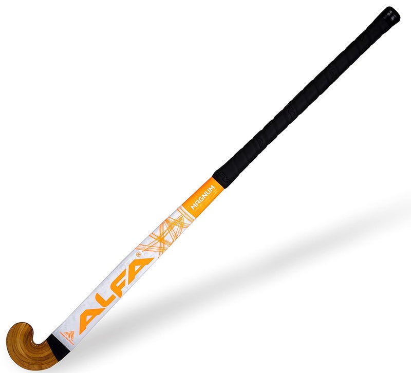 ALFA Magnum Wooden Laminated Hockey Stick with Sticker Finish (37, White/Orange) - Image 4