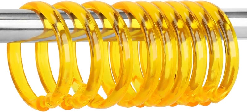 Qulable Shower Curtain Rings-12 Pack- Plastic Shower Curtain Hooks O-Shaped Rings Hook Glide Easily on Bathroom Shower Rod (Orange) - Image 2