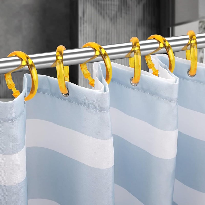 Qulable Shower Curtain Rings-12 Pack- Plastic Shower Curtain Hooks O-Shaped Rings Hook Glide Easily on Bathroom Shower Rod (Orange) - Image 5