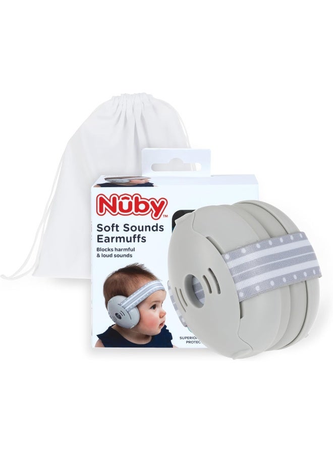 Nuby Nuby Soft Sounds Earmuffs - Adjustable Baby Earmuffs - Baby Essentials for Travel - Gray  - Image 1