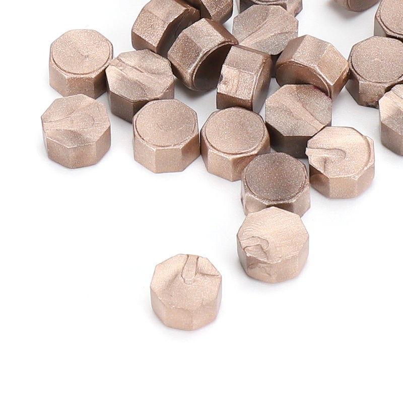 Octagon Seal Pearlescent Wax Bead - 3-5 Pcs Per Stamp Bright Champagne Gold Sealing Wax for Wedding Invitations Envelopes Postage System - Image 4