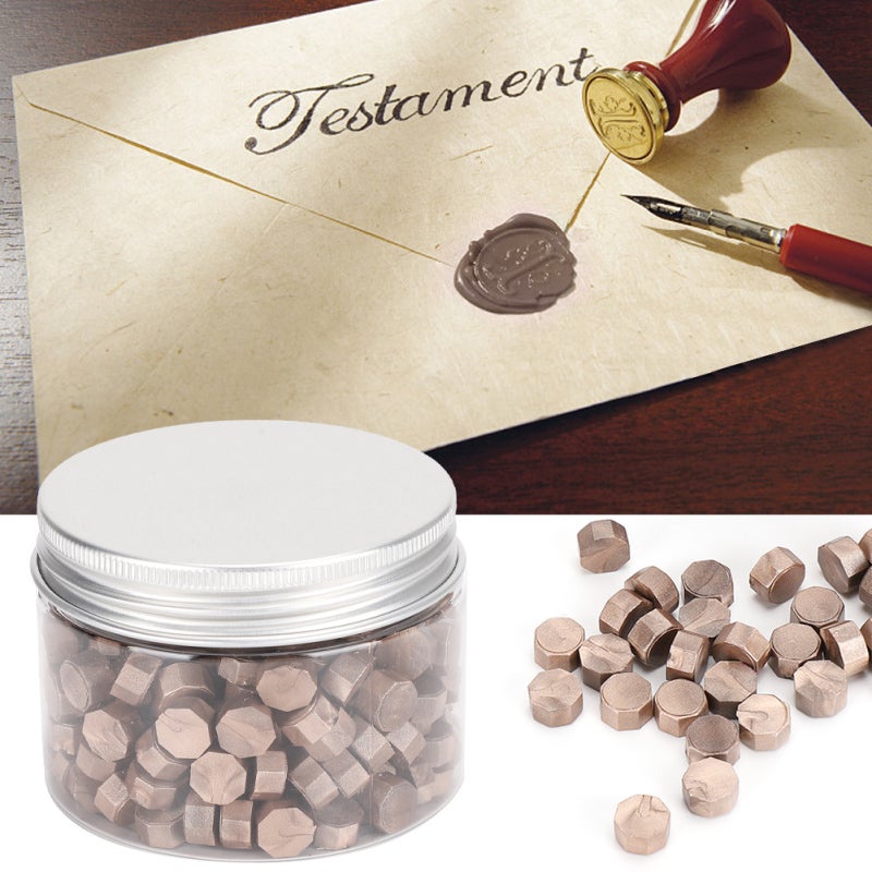 Octagon Seal Pearlescent Wax Bead - 3-5 Pcs Per Stamp Bright Champagne Gold Sealing Wax for Wedding Invitations Envelopes Postage System - Image 3