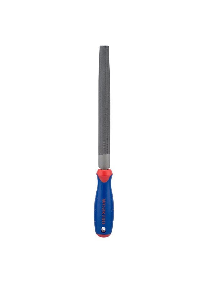 WORKPRO W051003 8 In. Half Round File, Durable Steel File for Concave, Convex & Flat Surfaces, Comfortable Anti-Slip Grip, Double Cut & Single Cut, Tool Sharpener for Pro's and DIY (Single Pack) - Image 1
