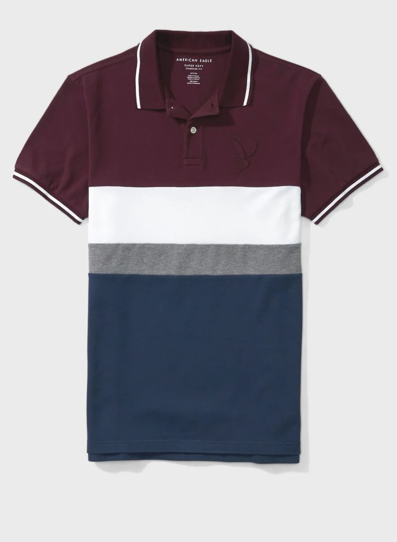 امريكان ايجل Color Block Pique Polo