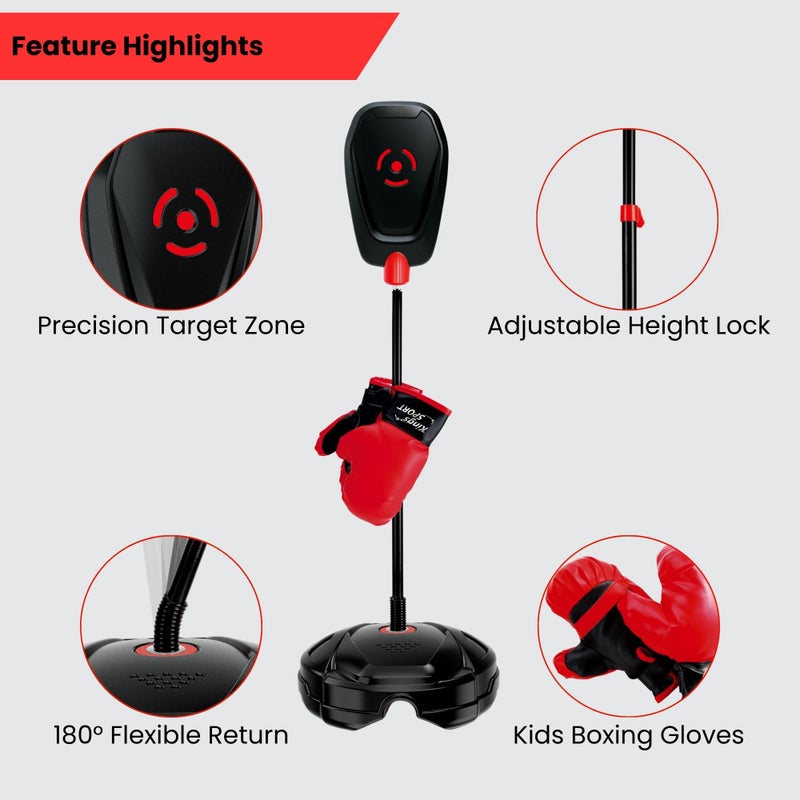 OLEOCA Punching Bag for Kids â€“ Adjustable Boxing Bag with Stand & Gloves, Adjustable Height, Fun Training & Indoor/Outdoor Active Play, Durable Base â€“ Kids Boxing Set for Ages 5+ - Image 4