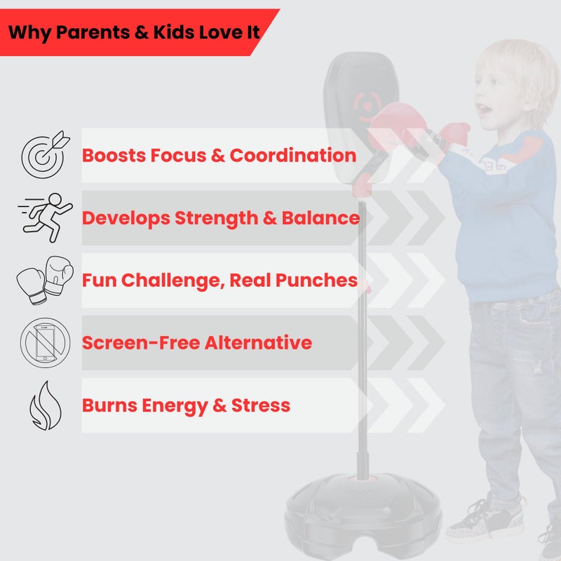 OLEOCA Punching Bag for Kids â€“ Adjustable Boxing Bag with Stand & Gloves, Adjustable Height, Fun Training & Indoor/Outdoor Active Play, Durable Base â€“ Kids Boxing Set for Ages 5+ - Image 3