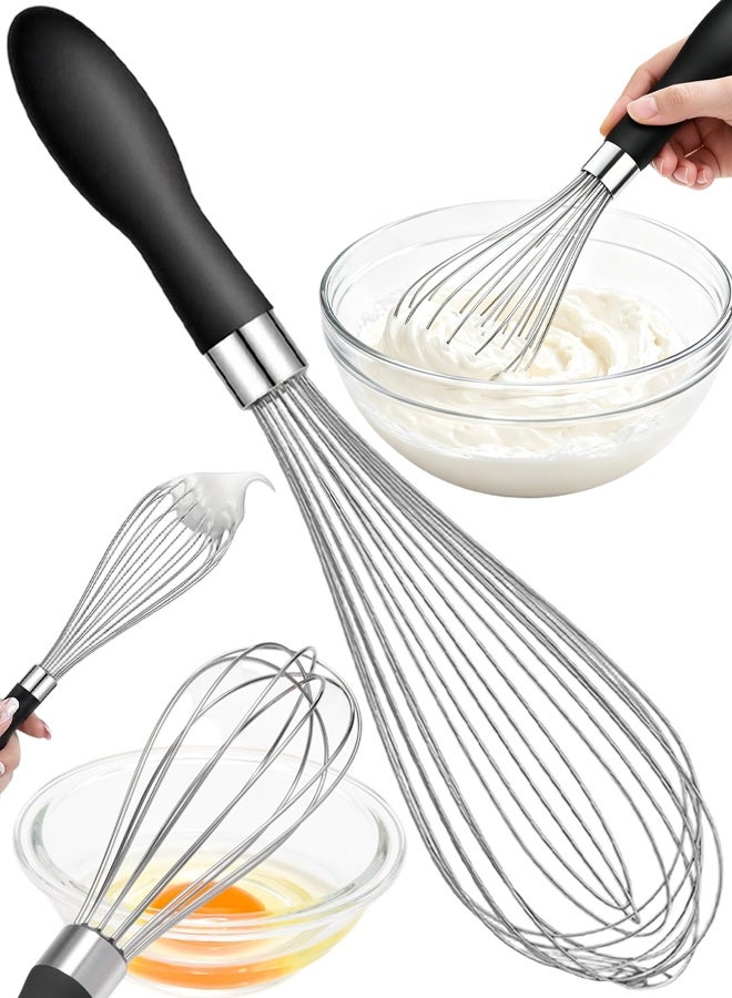 Stainless Steel Balloon Whisk With ComfortableHandle, Kitchen Egg Whisk For Baking, Mixing, Cooking, Durable Hand Whisk - Image 1