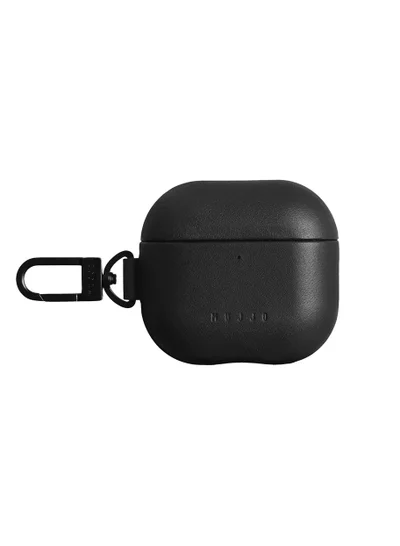 Mujjo Compatible Case for AirPods 4, Retro Luxurious Genuine Leather Shockproof Wireless Charging Case for Men and Women (Black)