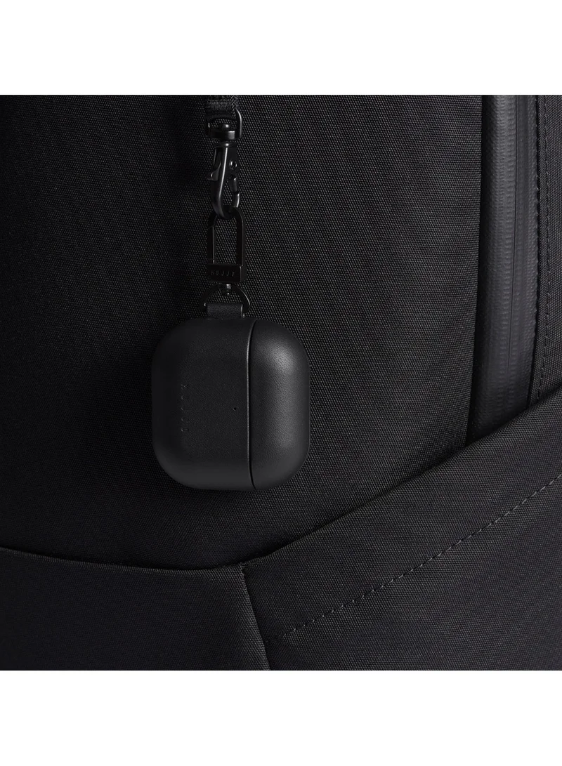 موجو حافظة متوافقة مع AirPods 4، حافظة شحن لاسلكية مقاومة للصدمات من الجلد الأصلي الفاخر للرجال والنساء (أسود)