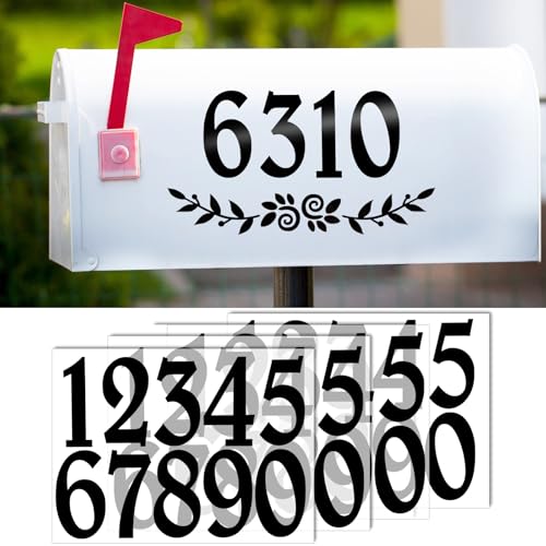 HLARTNET 2 Inch Black Mailbox Numbers Stickers, 4 Set Waterproof Rustic Mailbox Decal, Self Adhesive Vinyl Number for Mail Box, Door, Garbage Bins - Image 1