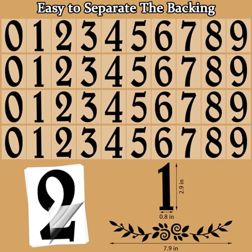 HLARTNET 2 Inch Black Mailbox Numbers Stickers, 4 Set Waterproof Rustic Mailbox Decal, Self Adhesive Vinyl Number for Mail Box, Door, Garbage Bins - Image 2