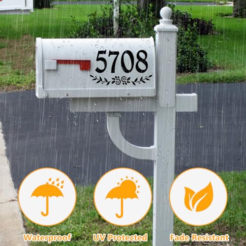 HLARTNET 2 Inch Black Mailbox Numbers Stickers, 4 Set Waterproof Rustic Mailbox Decal, Self Adhesive Vinyl Number for Mail Box, Door, Garbage Bins - Image 5