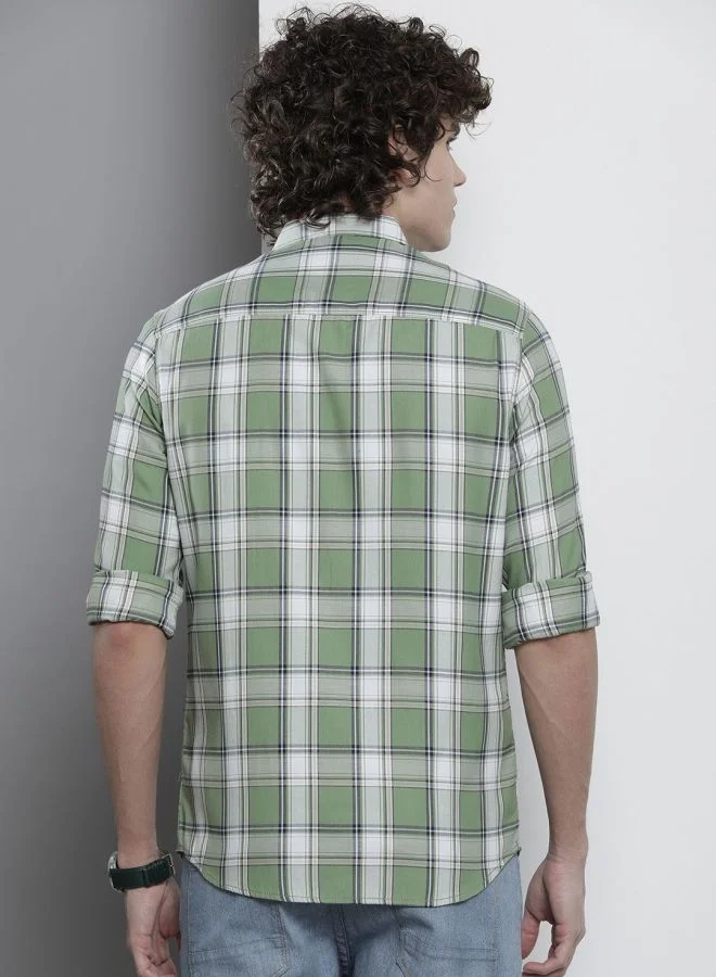 شركة المرآب الهندية Men Regular Fit Checkered Full Sleeves Cutaway Collar Casual Shirt