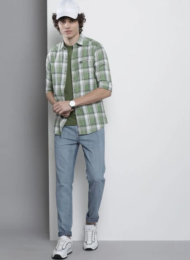 شركة المرآب الهندية Men Regular Fit Checkered Full Sleeves Cutaway Collar Casual Shirt