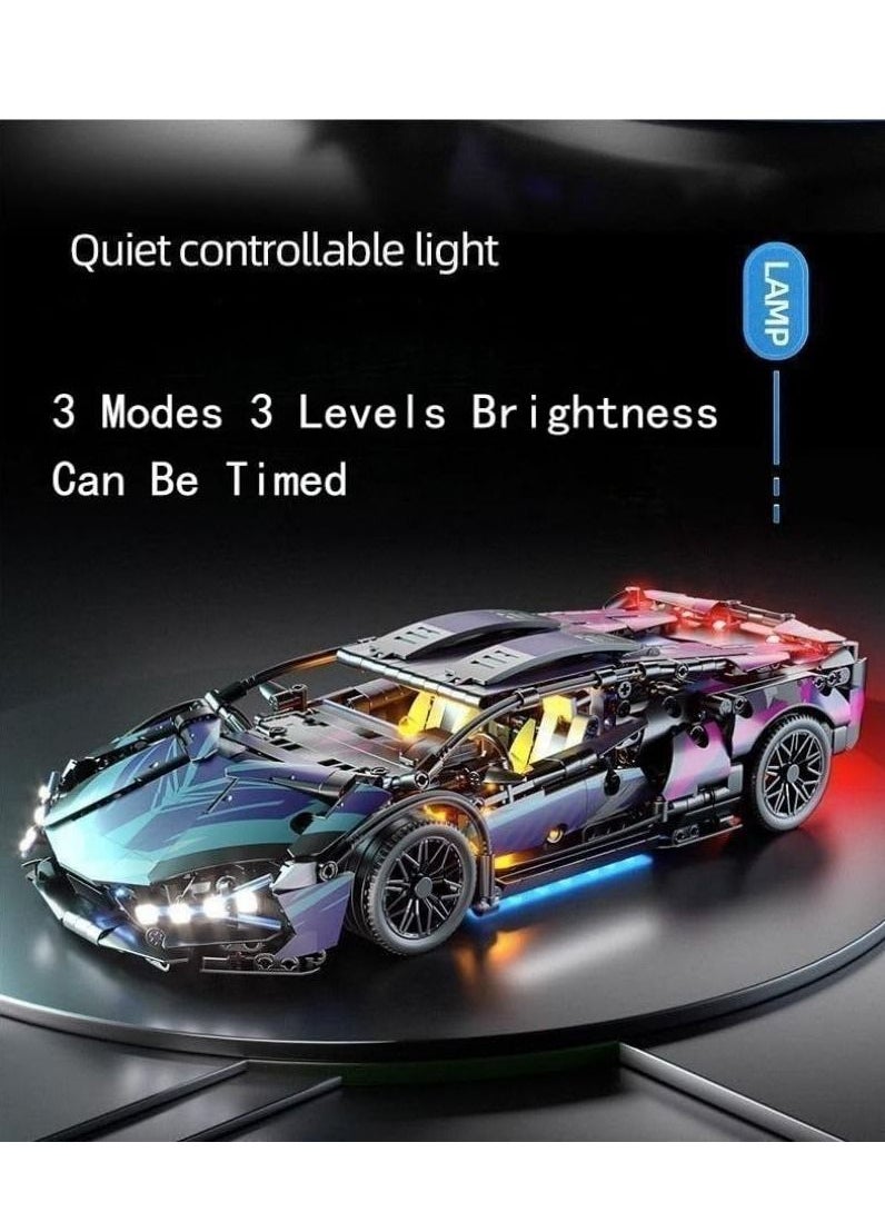 Cool Baby - COOLBABY Sports Car Fun Racing Set Cyberpunk Sports Car Lamborghini SIAN Model Remote Control Car Children's Toy Blocks Toys For Boys And Girls Over 6 Years Old 1314 Pcs - Image 1
