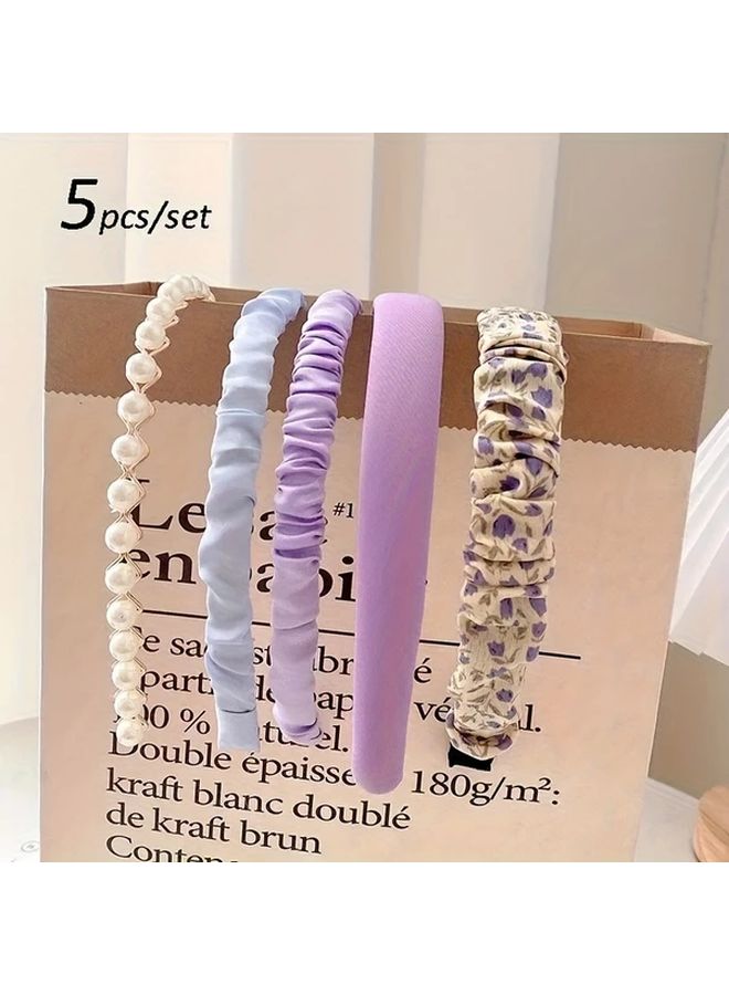 Purple Hair Accessories Set 5pcs Vintage Headband Hair Clips Ties Birthday Gift - Image 5