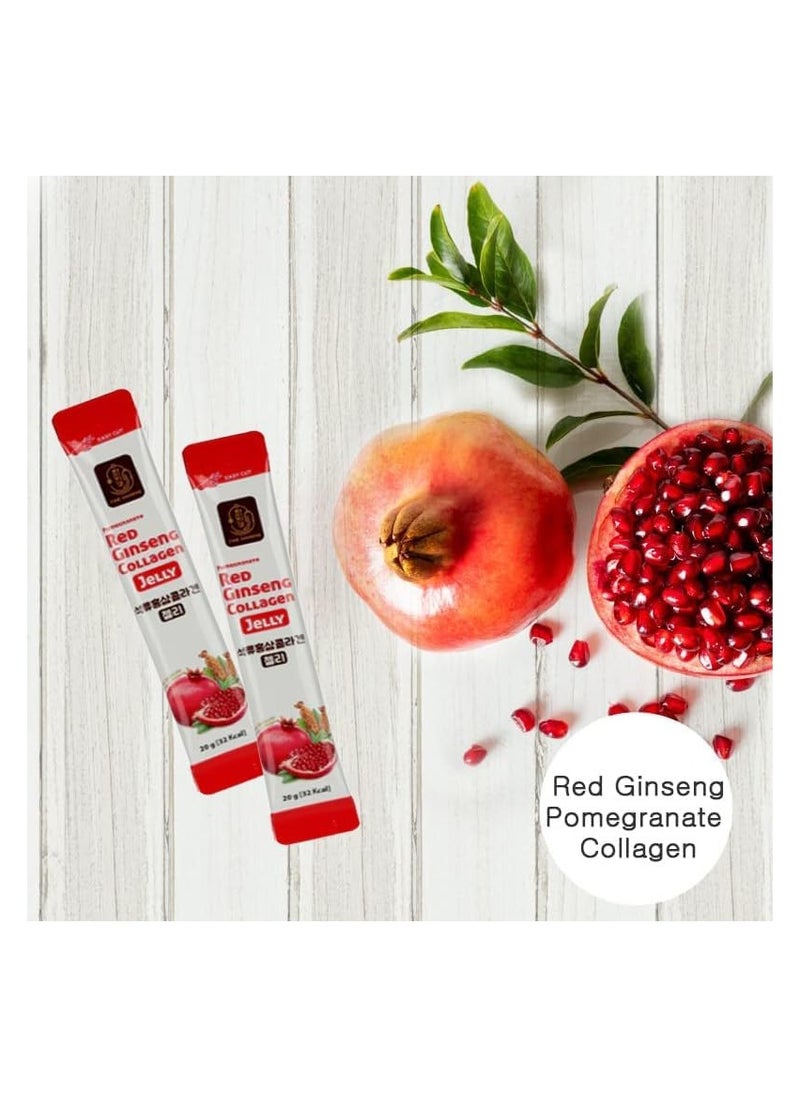 Food Factor Fine Ginseng Pomegranate Red Korean Ginseng plus Fish Marine Collagen Jelly, contain Pomegranate and beetroot extract - 300g (20g x 15 Sticks) - Boost Immunity & enhance skin elasticity  - Image 3