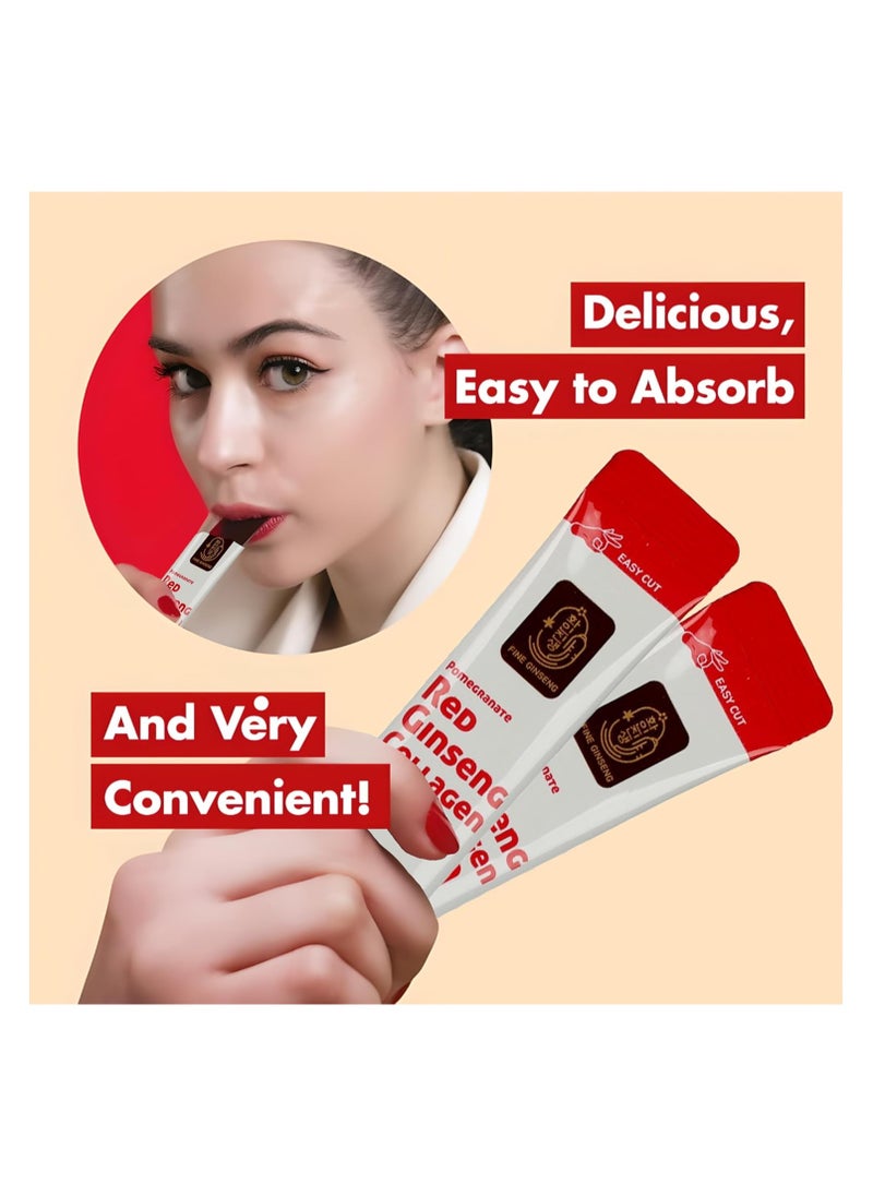 Fine Ginseng Pomegranate Red Korean Ginseng plus Fish Marine Collagen Jelly, contain Pomegranate and beetroot extract - 300g (20g x 15 Sticks) - Boost Immunity & enhance skin elasticity