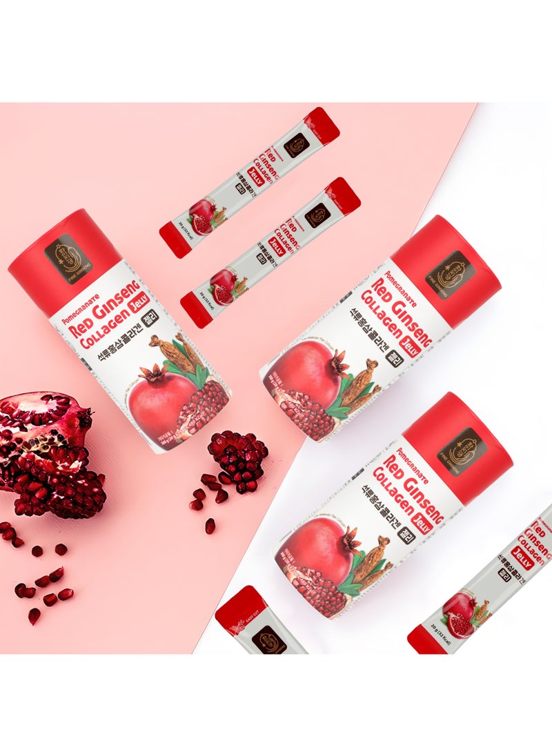 Food Factor Fine Ginseng Pomegranate Red Korean Ginseng plus Fish Marine Collagen Jelly, contain Pomegranate and beetroot extract - 300g (20g x 15 Sticks) - Boost Immunity & enhance skin elasticity  - Image 4