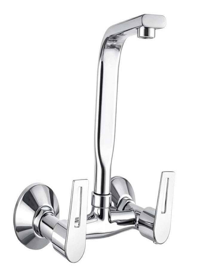 10X Kitchen Sink Mixer Tap 2 in 1 ST-11596 Tap with 360° Swivel Spout | Hot & Cold Water Control | Chrome Plated | Heavy Brass Cartridge | Dual Lever Design - Image 1