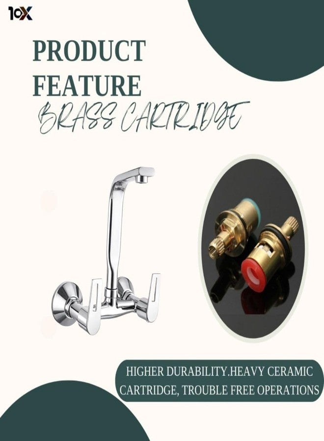 10X Kitchen Sink Mixer Tap 2 in 1 ST-11596 Tap with 360° Swivel Spout | Hot & Cold Water Control | Chrome Plated | Heavy Brass Cartridge | Dual Lever Design - Image 5