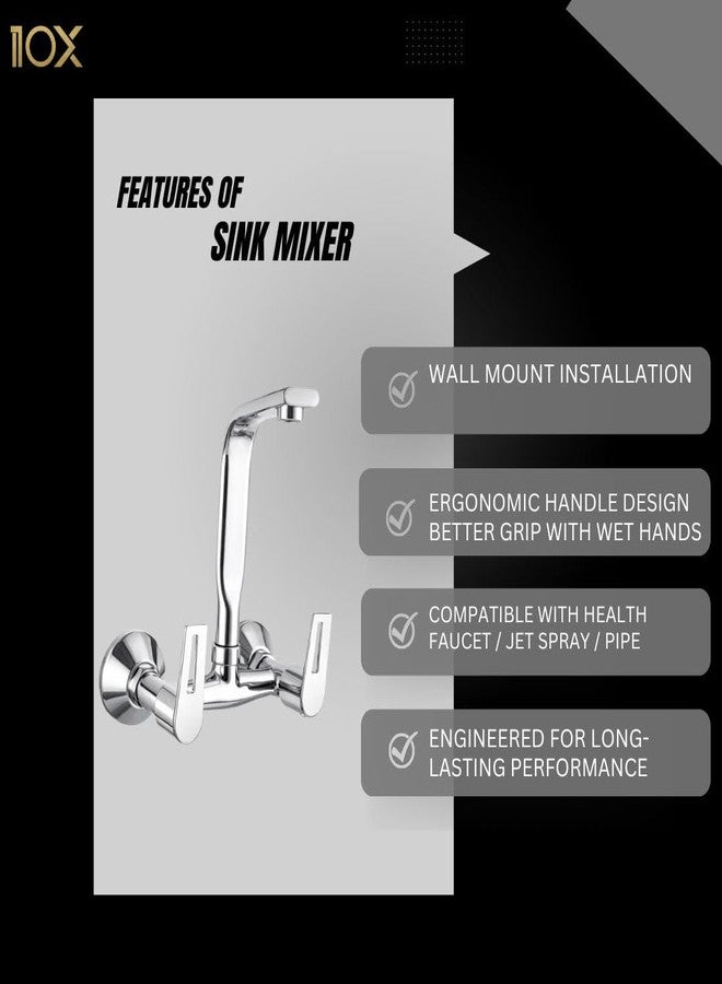 10X Kitchen Sink Mixer Tap 2 in 1 ST-11596 Tap with 360° Swivel Spout | Hot & Cold Water Control | Chrome Plated | Heavy Brass Cartridge | Dual Lever Design - Image 3
