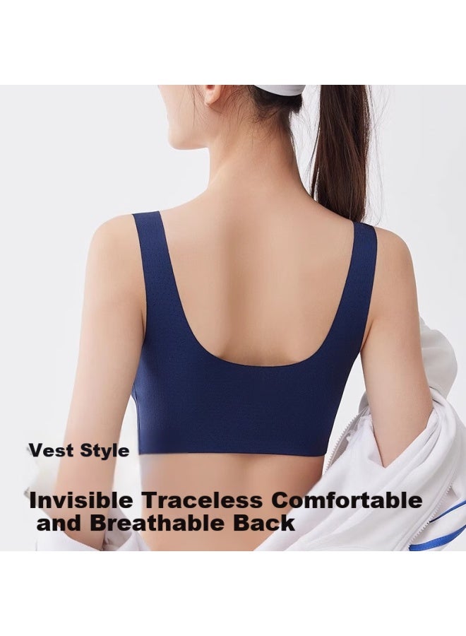Gracewell Antibacterial Silk Teenage Sports Bra Shockproof Lifting Developmental Period Junior High School Student Fixed Cup White M - Image 4