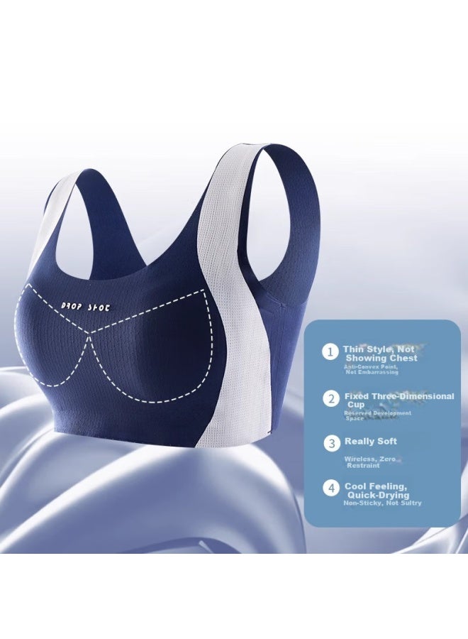 Gracewell Antibacterial Silk Teenage Sports Bra Shockproof Lifting Developmental Period Junior High School Student Fixed Cup White M - Image 3