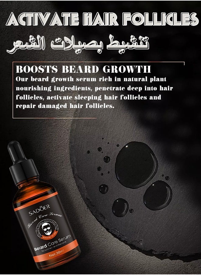 SADOER - 30ml Professional Beard Care Serum For Men-Natural Beard Care Serum For Hair Growth & Nourishment-Daily Grooming Routine Nourishes&Hydrates Mens Facial Hair-Premium Beard Oil For Thicker,Fuller Beard - Image 1