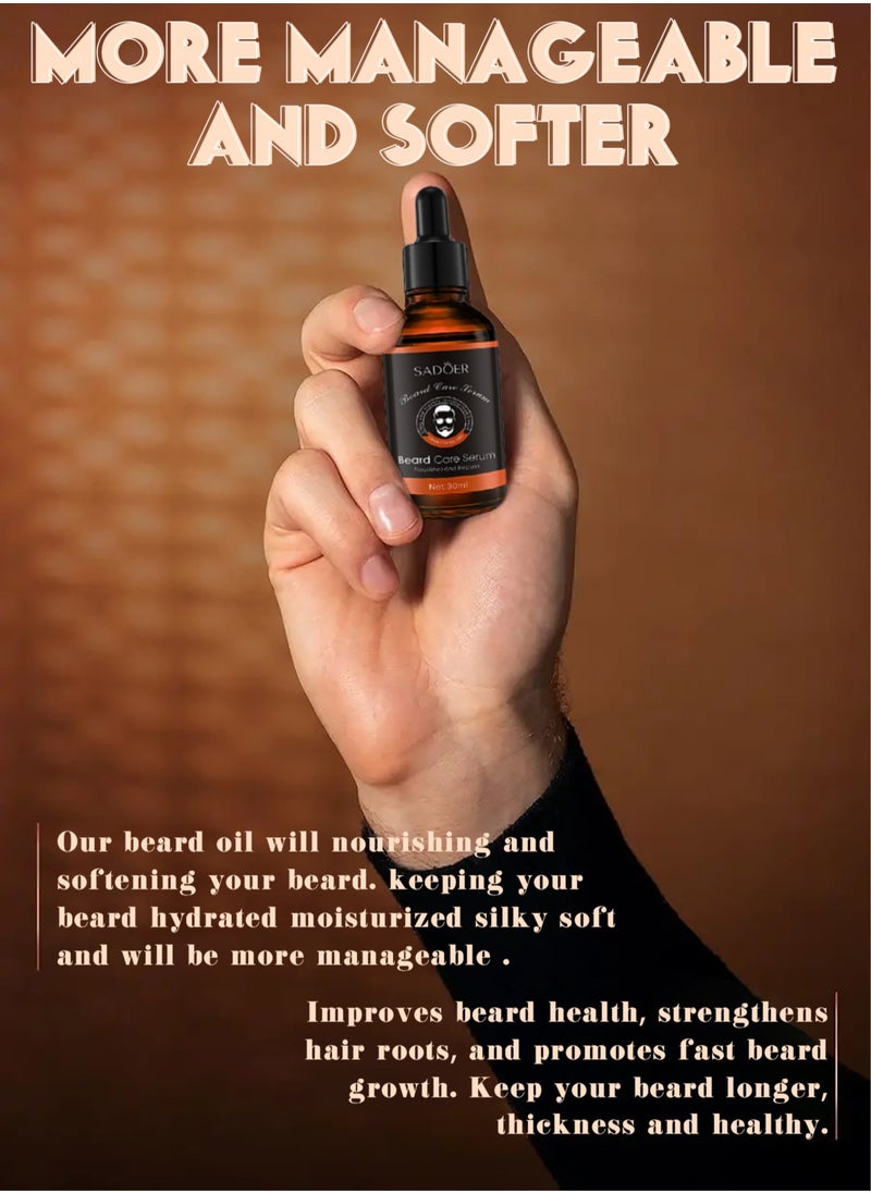 SADOER - 30ml Professional Beard Care Serum For Men-Natural Beard Care Serum For Hair Growth & Nourishment-Daily Grooming Routine Nourishes&Hydrates Mens Facial Hair-Premium Beard Oil For Thicker,Fuller Beard - Image 1