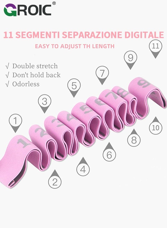 GROIC Elastic Yoga Stretching Strap 53.15 Inch Adjustable 11 Loop Stretch Strap Training Dance Stretch Band for Leg Pilates Gymnastics Home Exercise Workout Equipment Adult Children  - Image 3
