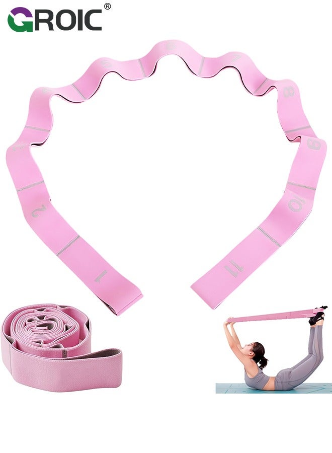 GROIC Elastic Yoga Stretching Strap 53.15 Inch Adjustable 11 Loop Stretch Strap Training Dance Stretch Band for Leg Pilates Gymnastics Home Exercise Workout Equipment Adult Children  - Image 1