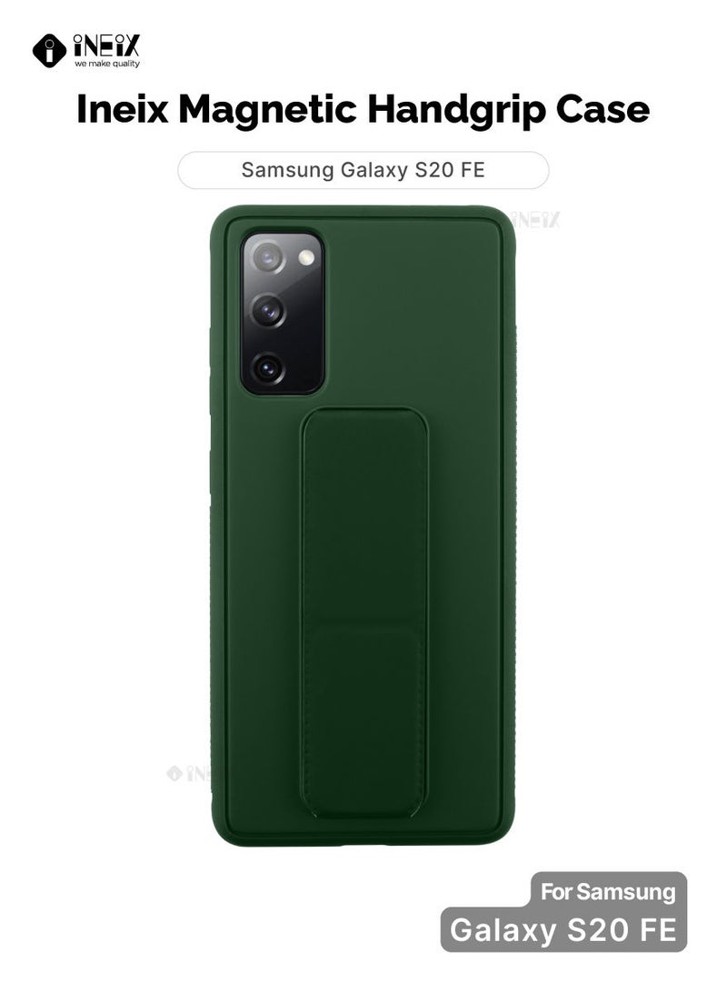 إينيكس جراب حماية 3 في 1 مغناطيسي ذو مسند للهاتف وسوار لأصابع اليد لهاتف سامسونج جلاكسي S20 FE 4G/5G اخضر - Image 1