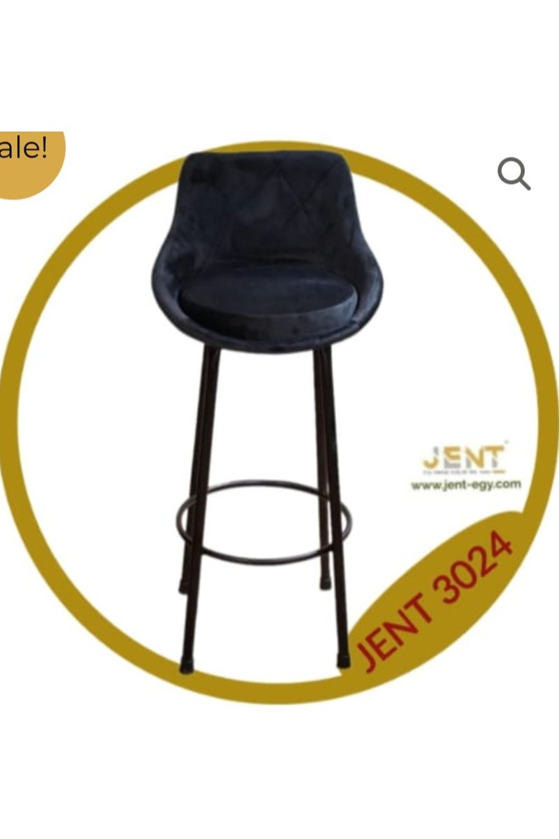 كرسي بار ثابت قطيفه صغير اسود