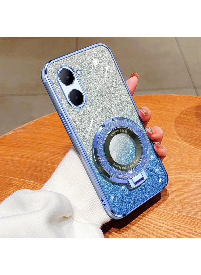 اس-توب جراب لهاتف Realme C33، جراب دائري من مادة TPU بحامل لامع متدرج مطلي - Image 1