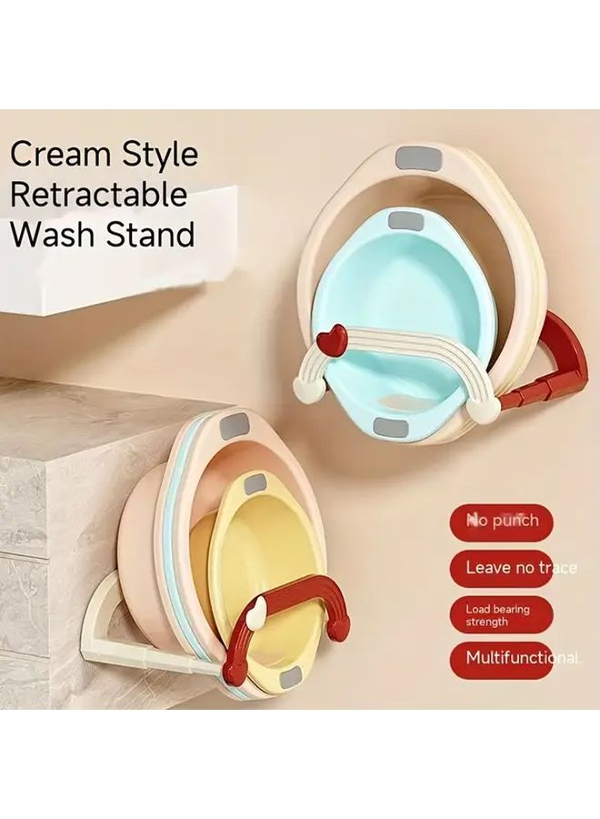Retractable Suction Cup Hanging Shelf No Drill Wall Mounted Bathroom Storage Rack For Face Basin And Foot Tub Plastic Shelves Easy Installation Space Saving Design Red Rotating Color - Image 4