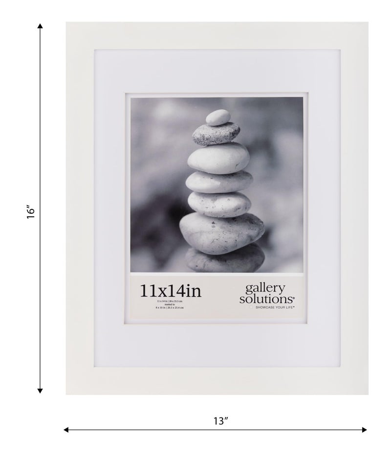 Gallery Solutions - 11"x14" Wall Mount/Tabletop Picture Frame - Double Mat - Matted to 8"x10" -White - Versatile Display Option for Your Cherished Memories - Rectangular Tabletop - White Poster Frame - Image 4