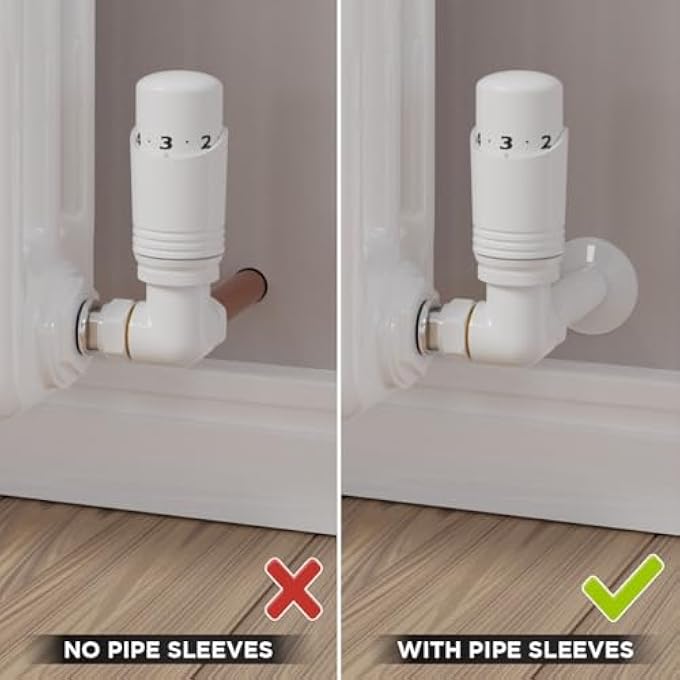 UKDD TOWEL RAILS VALVE RADIATORS SUITABLE FOR INSTALLATION OF YOUR HEATED DESIGNER MINIMALIST CENTRAL HEATING SYSTEM (SNAPPIT RADIATOR PIPE COVERS & COLLARS - WHITE) - Image 2